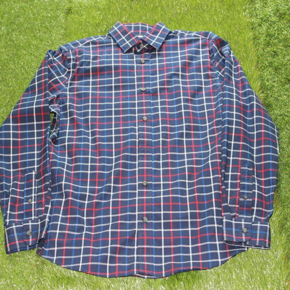 Old Navy Men's Small Slim Fit Dress Shirt - Blue Plaid - Picture 11 of 12